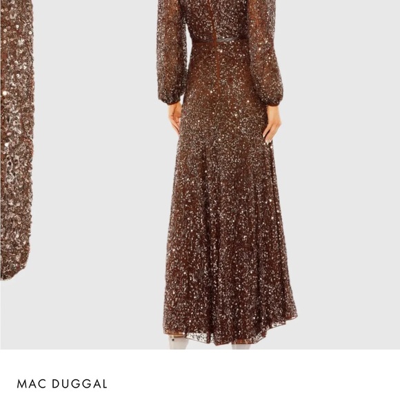 Mac Duggal Chocolate Sequin Gown - Picture 3 of 3
